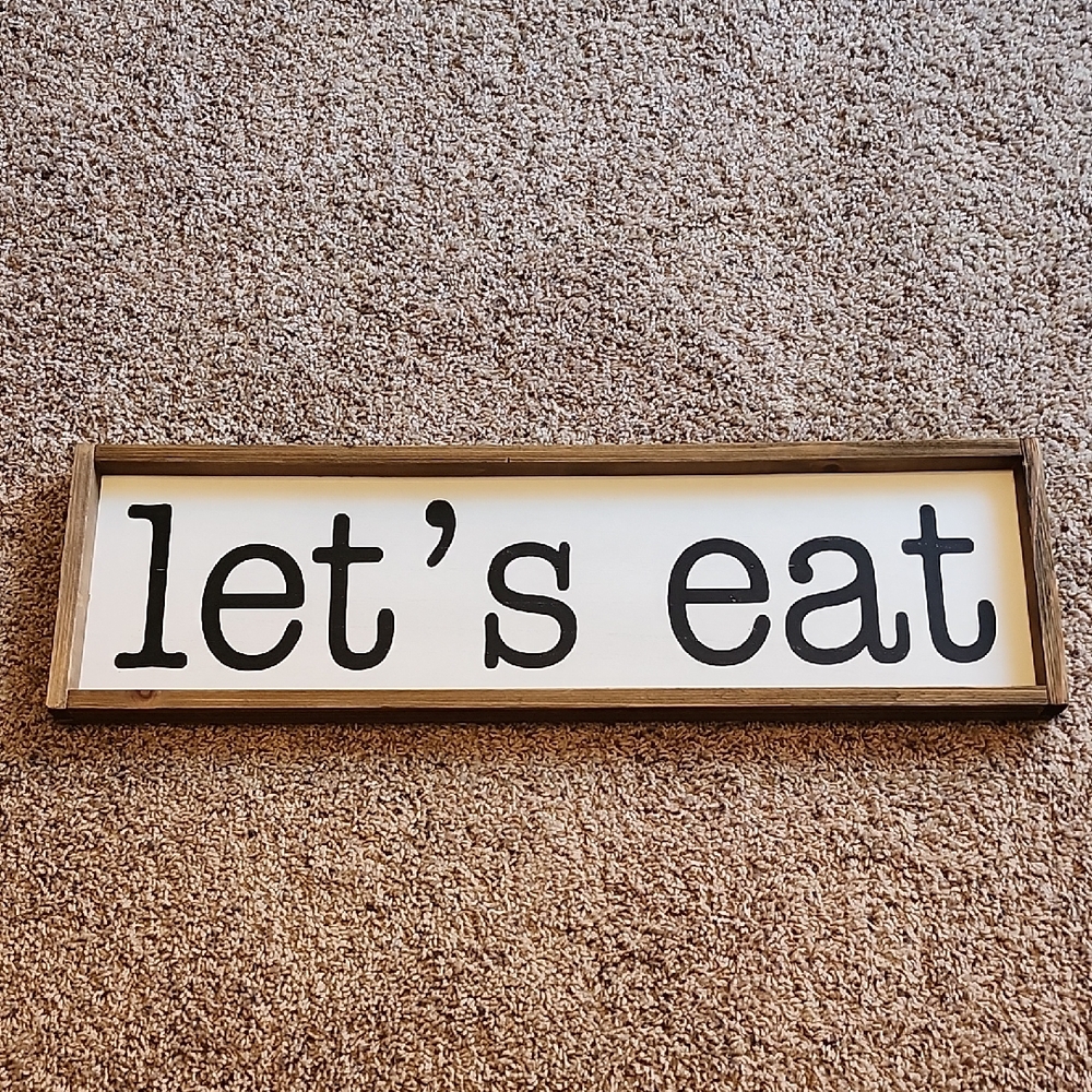 Rustic Black and White 'Let's Eat' Wall Art